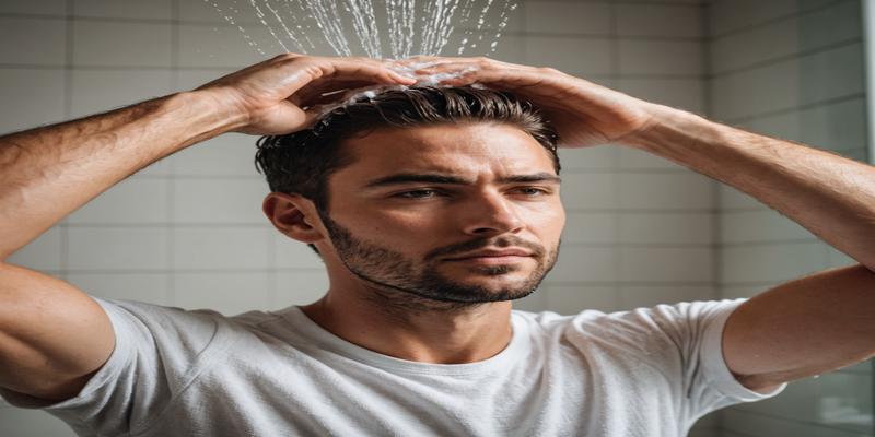 Man caring for his scalp health