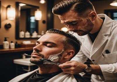 Hot towel straight razor shave