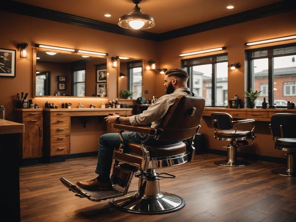 Barber giving a precision haircut in a modern barbershop
